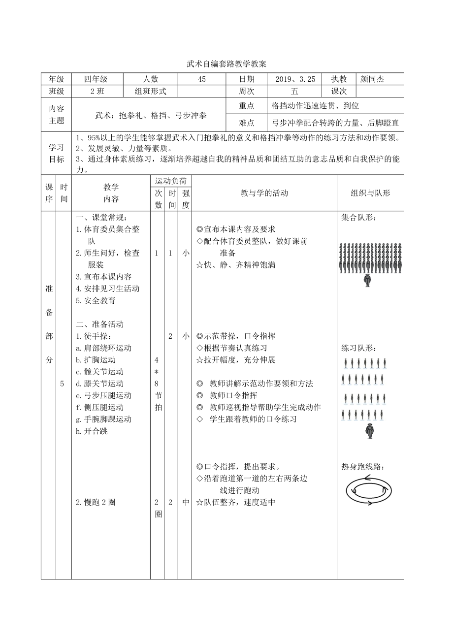 武术自编套路教学教案_第1页