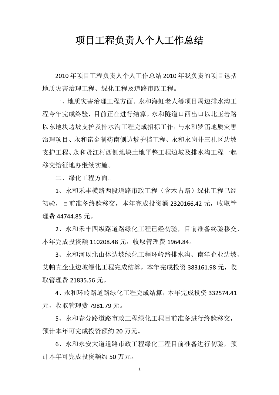 项目工程负责人个人工作总结_第1页