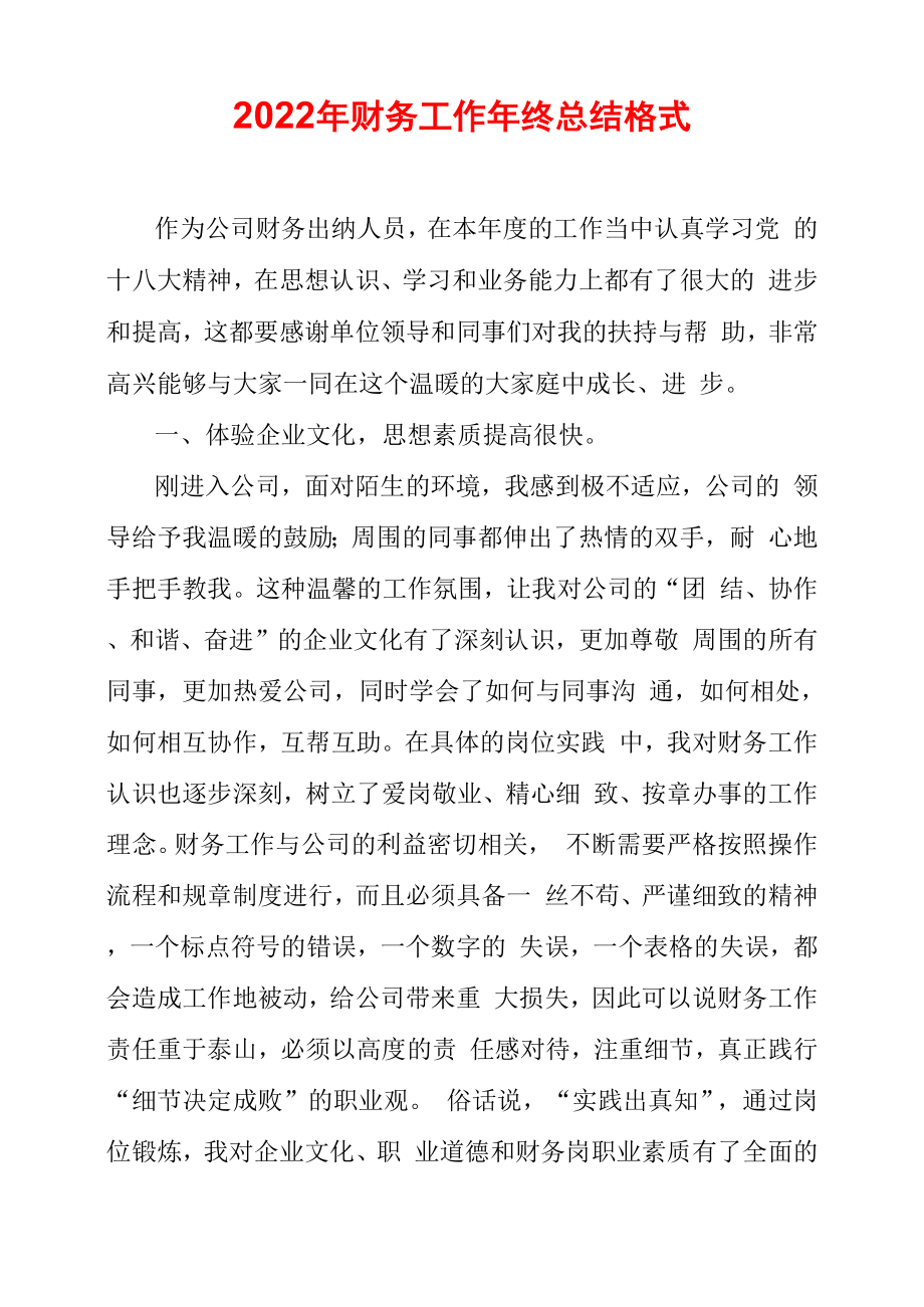 2022年财务工作年终总结格式_第1页