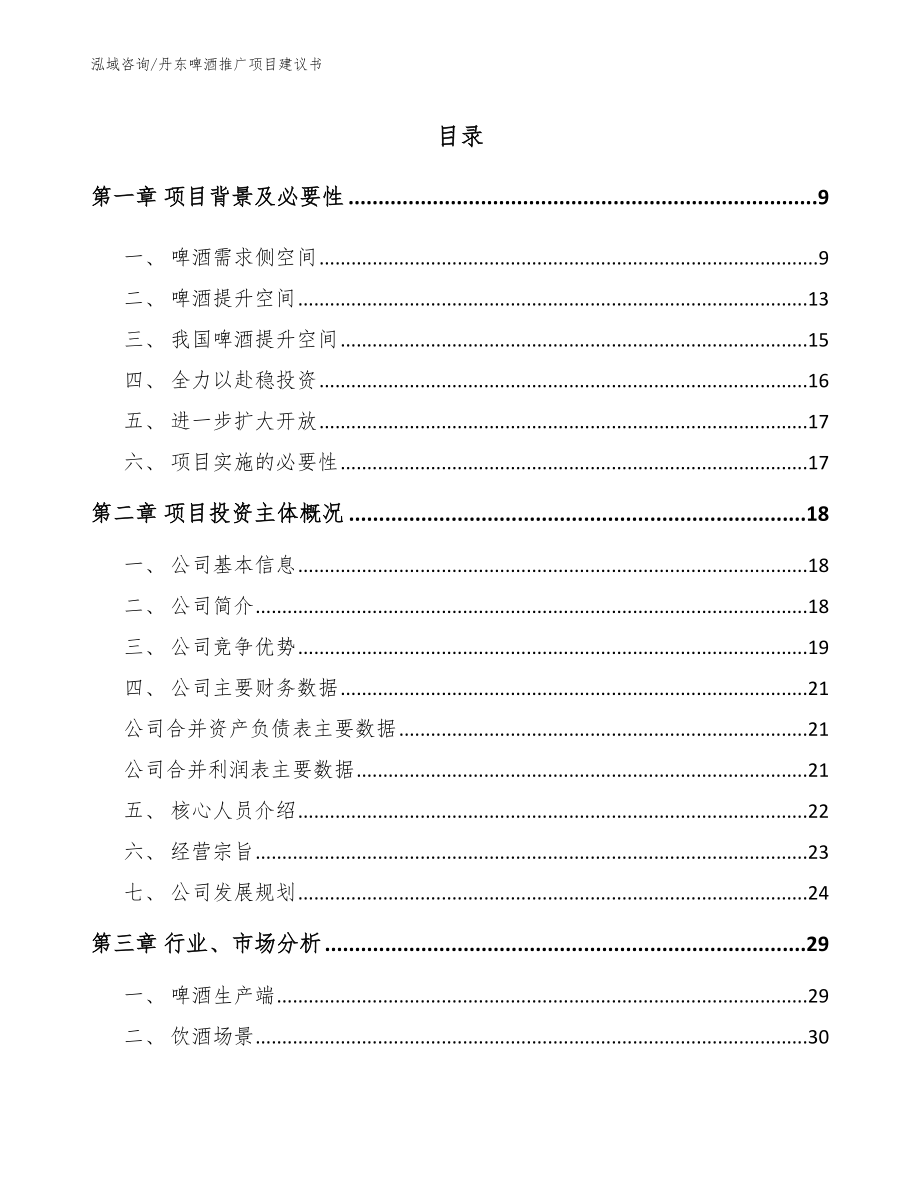 丹东啤酒推广项目建议书_第1页