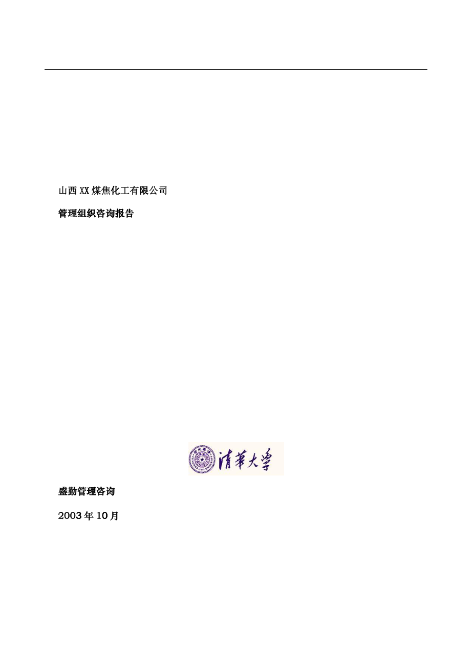 XX煤焦化工有限公司管理组织咨询报告(1)_第1页