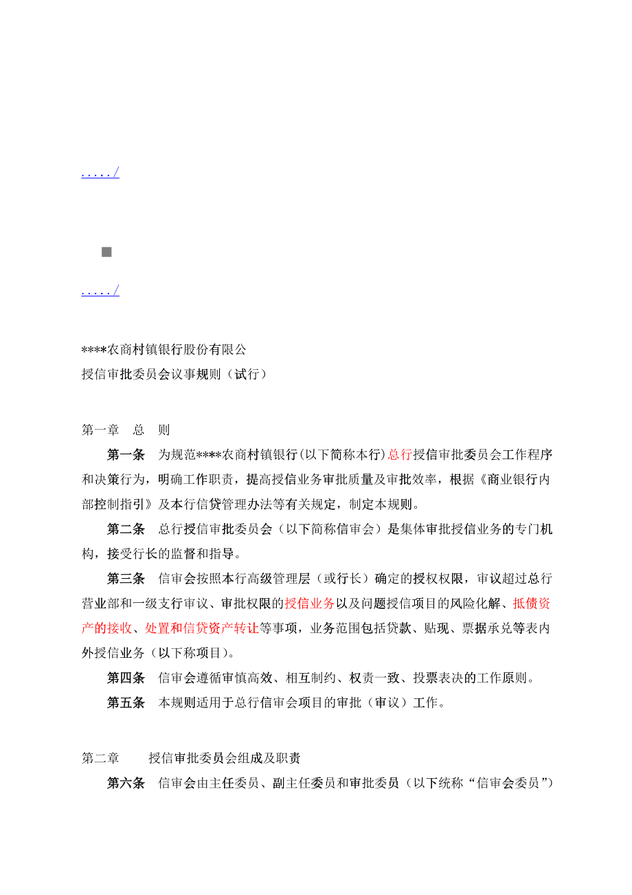 某某公司授信审批委员会议事规则_第1页
