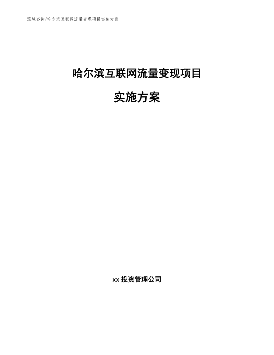 哈尔滨互联网流量变现项目实施方案_参考模板_第1页