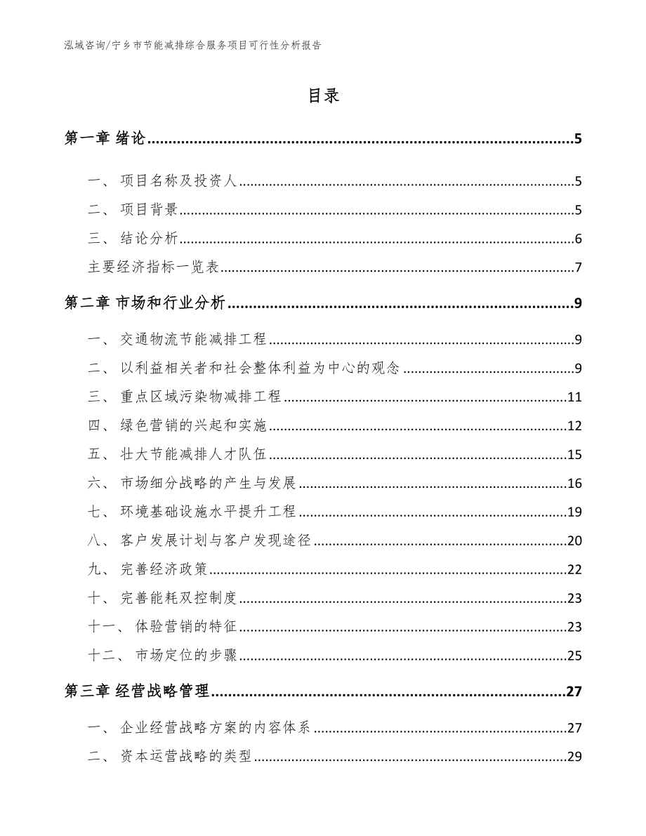 宁乡市节能减排综合服务项目可行性分析报告（模板范文）_第1页