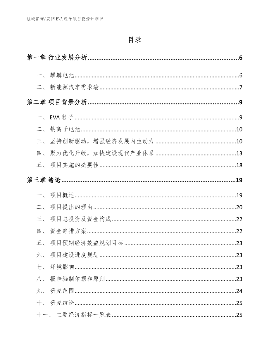 安阳EVA粒子项目投资计划书【范文】_第1页