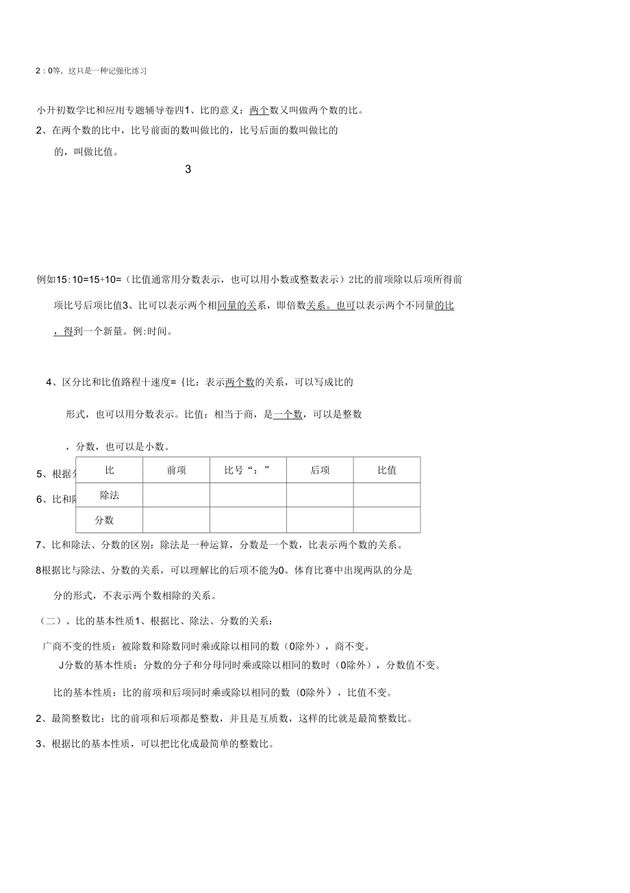 小升初比和比例专题训练卷_第1页