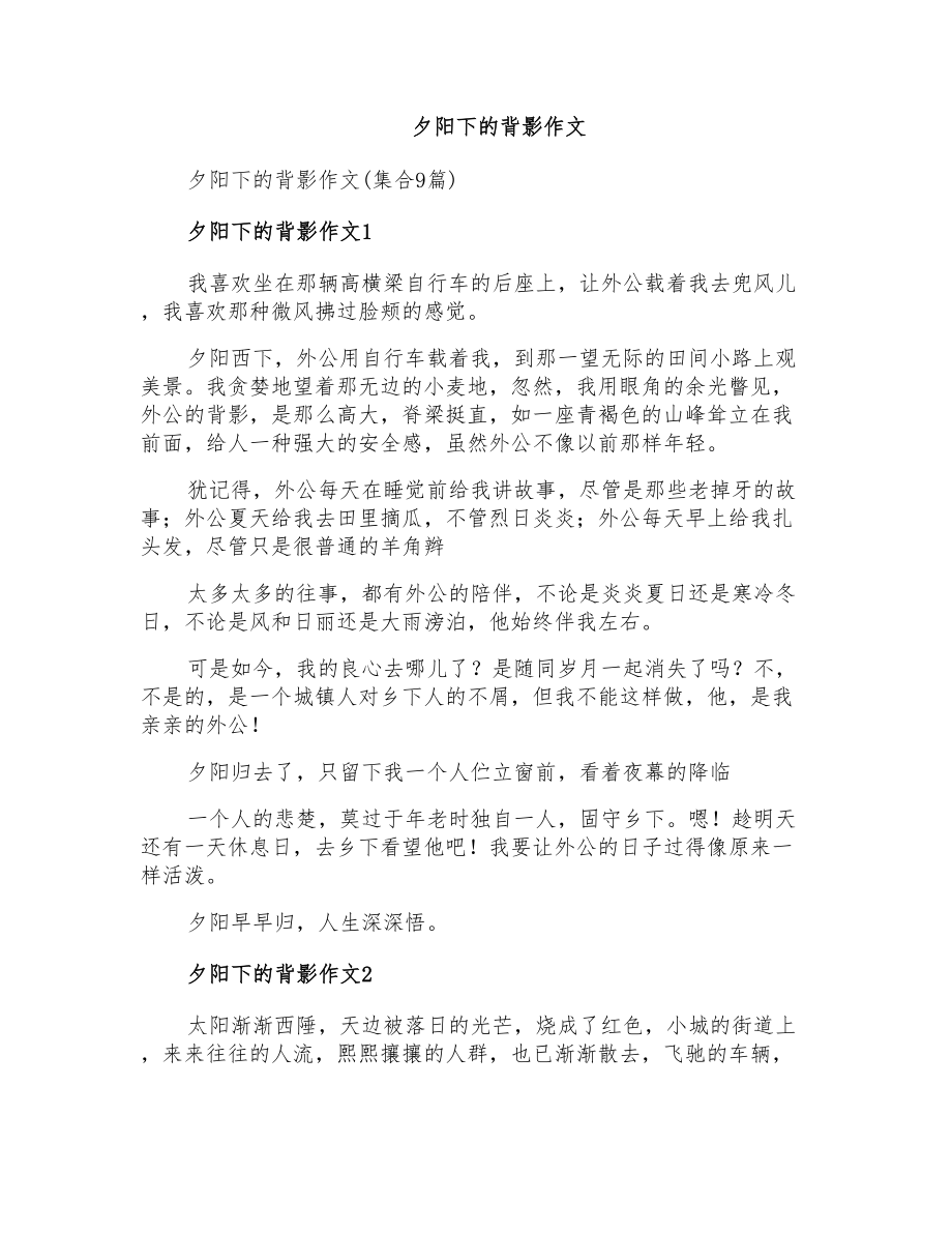 夕阳下的背影作文_第1页
