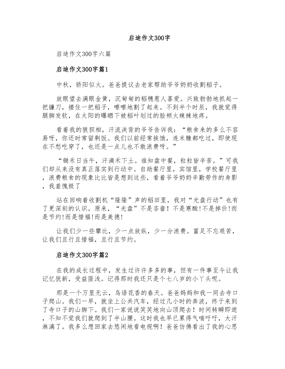 启迪作文300字_第1页