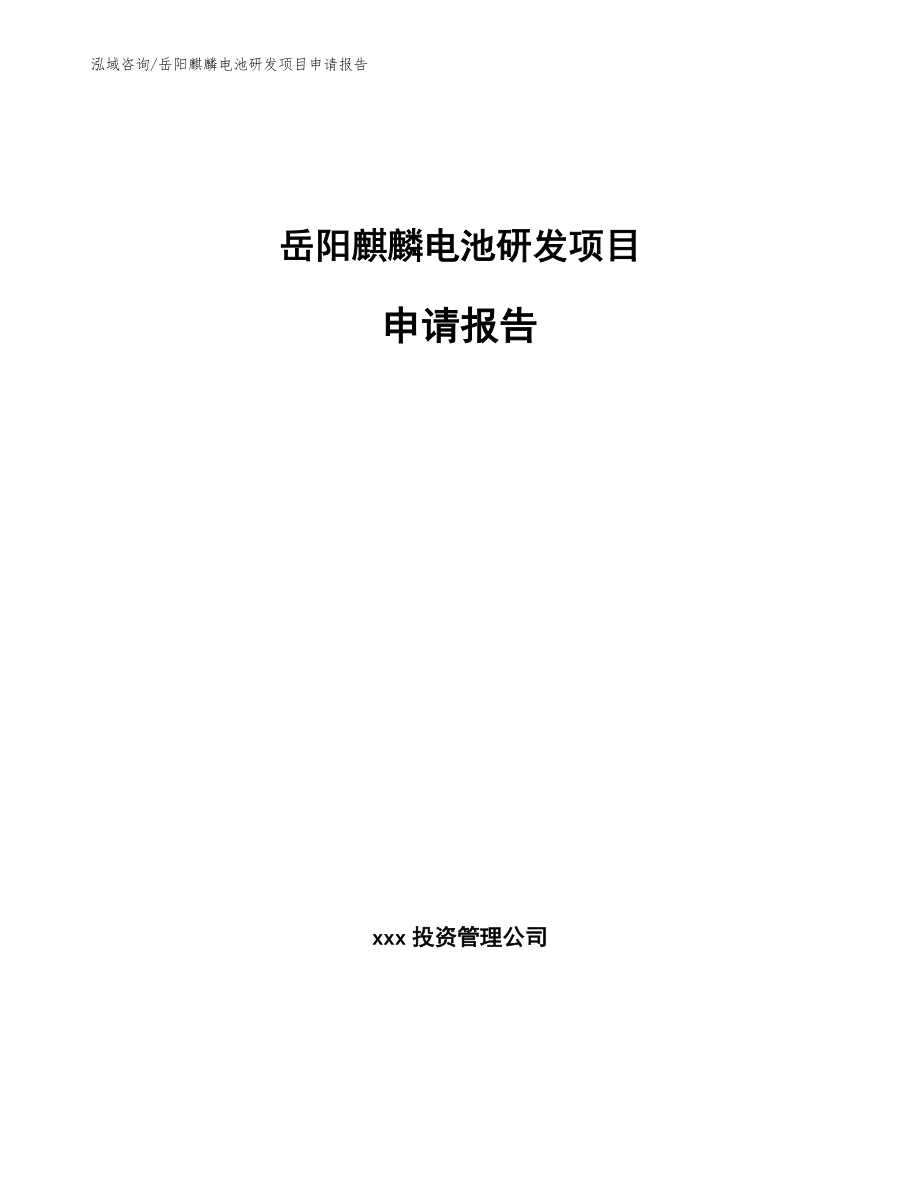 岳阳麒麟电池研发项目申请报告（参考模板）_第1页