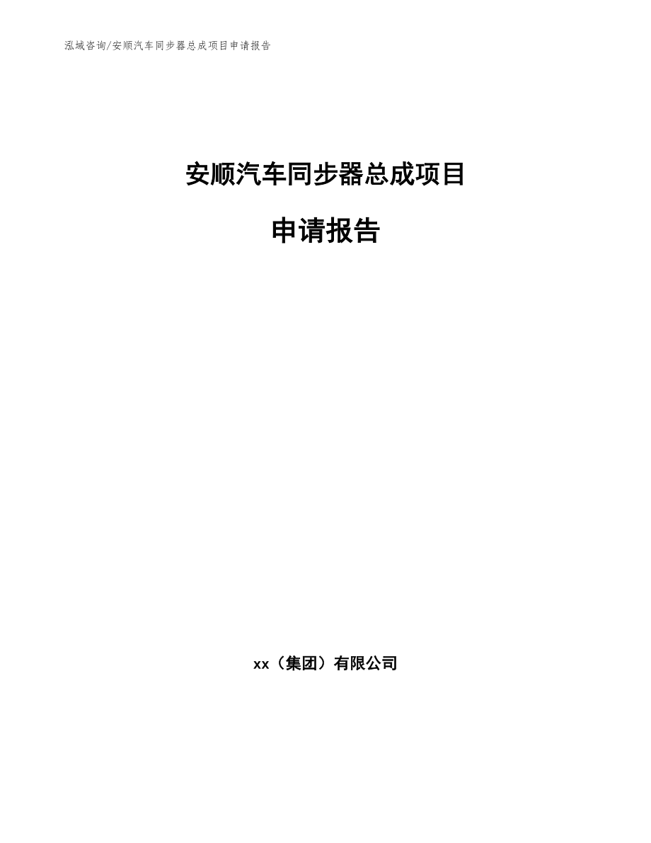 安顺汽车同步器总成项目申请报告参考模板_第1页