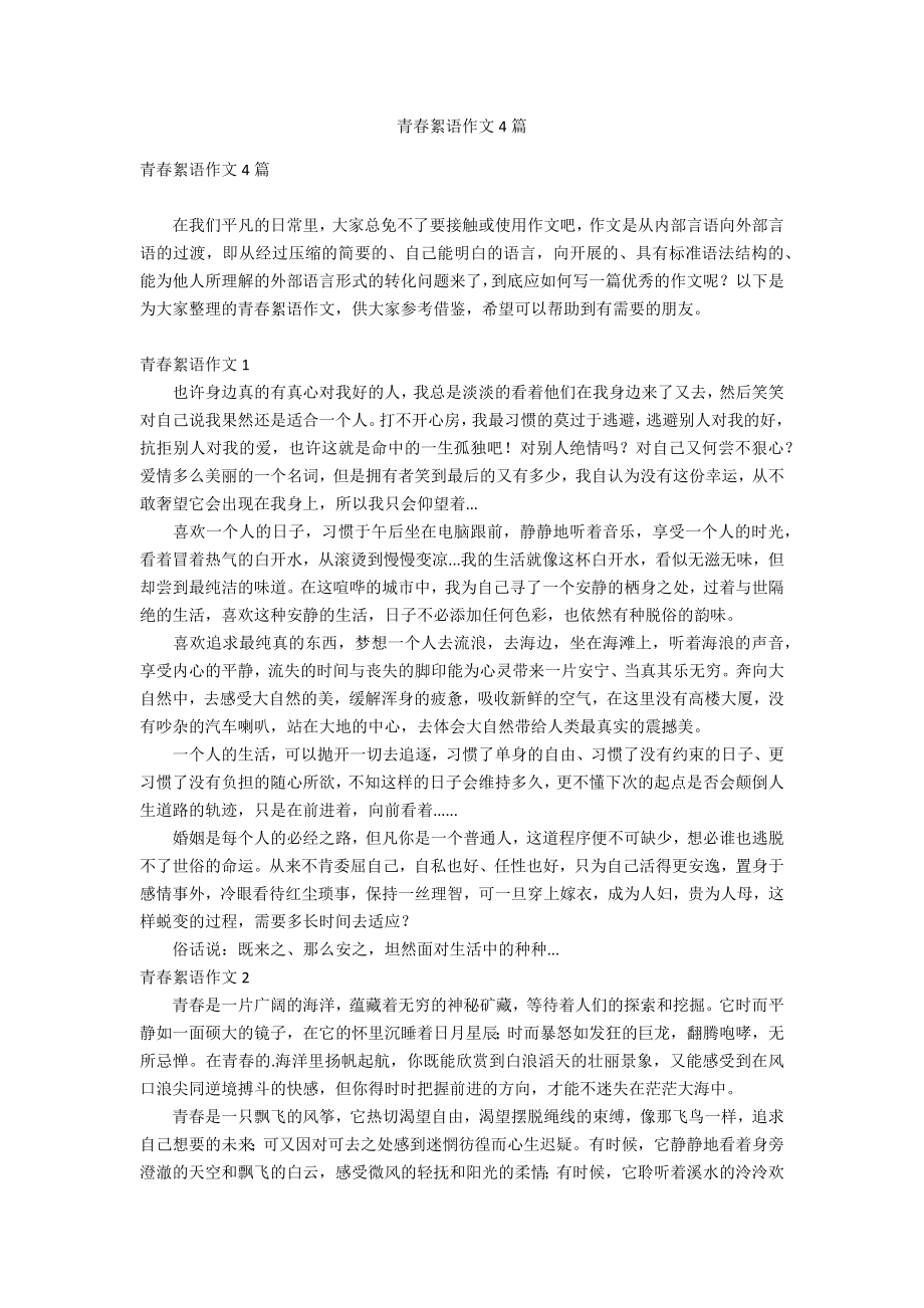 青春絮语作文4篇_第1页