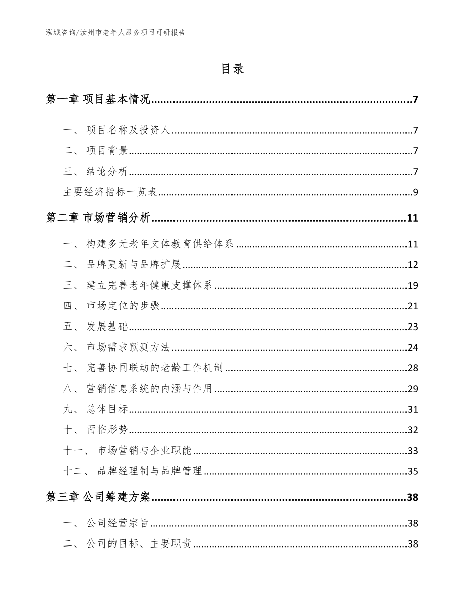 汝州市老年人服务项目可研报告_第1页
