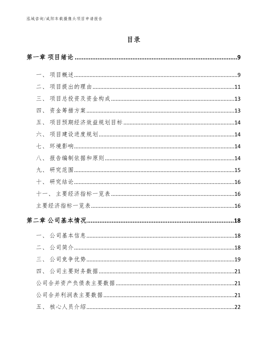 咸阳车载摄像头项目申请报告（参考模板）_第1页