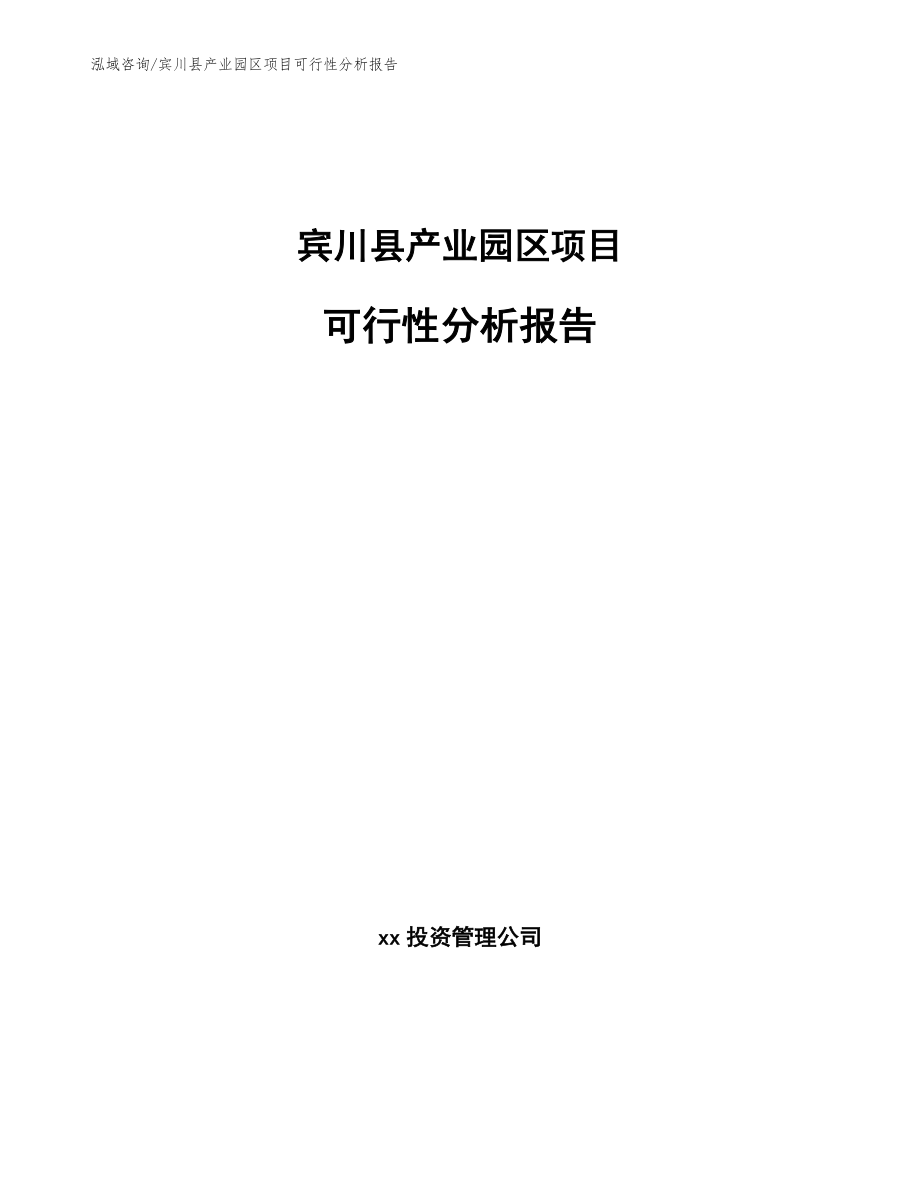 宾川县产业园区项目可行性分析报告模板范文_第1页