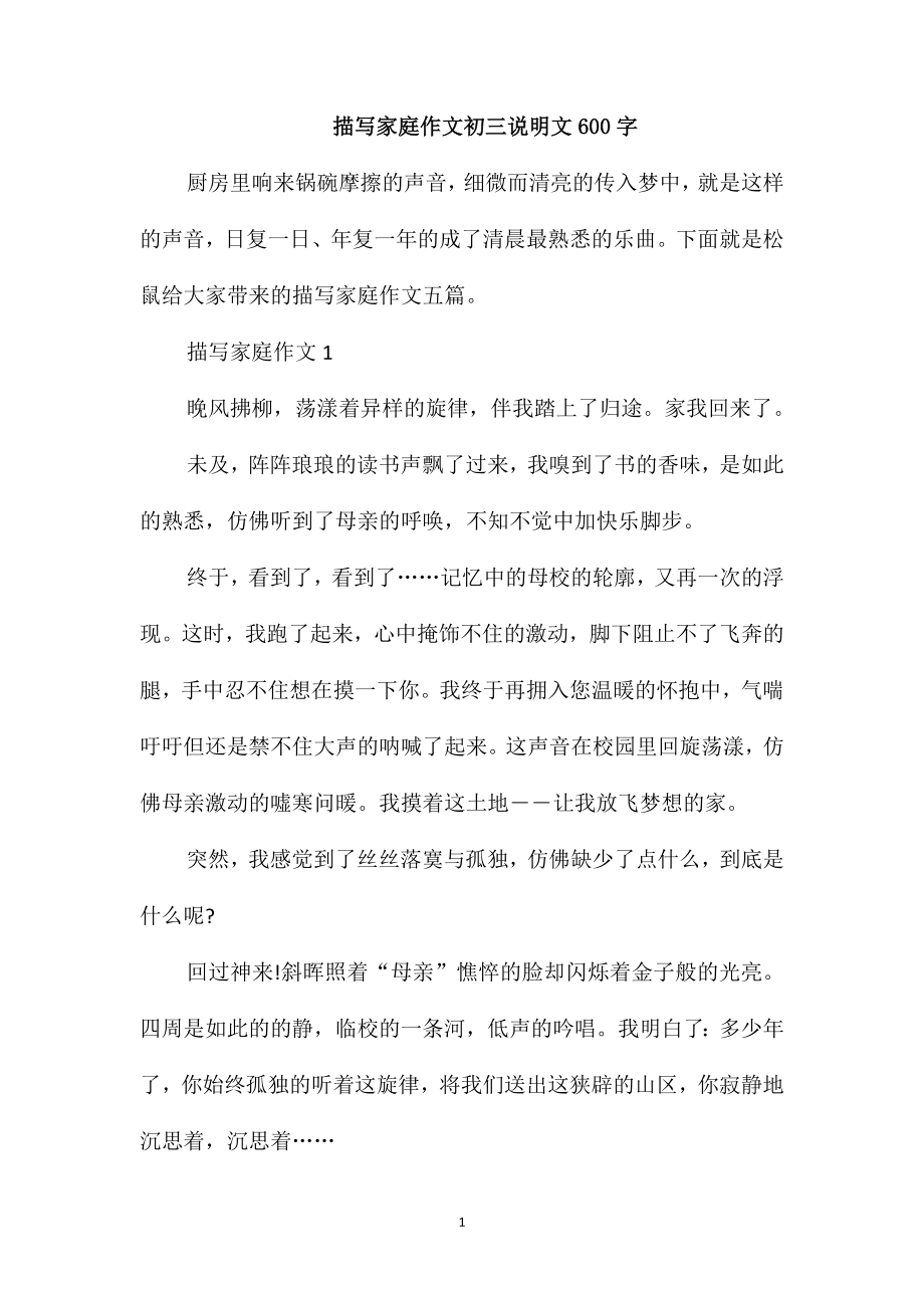 描写家庭作文初三说明文600字_第1页