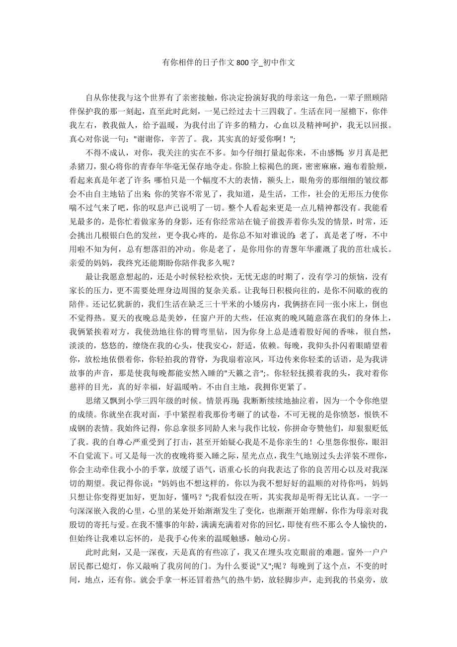 有你相伴的日子作文800字_第1页