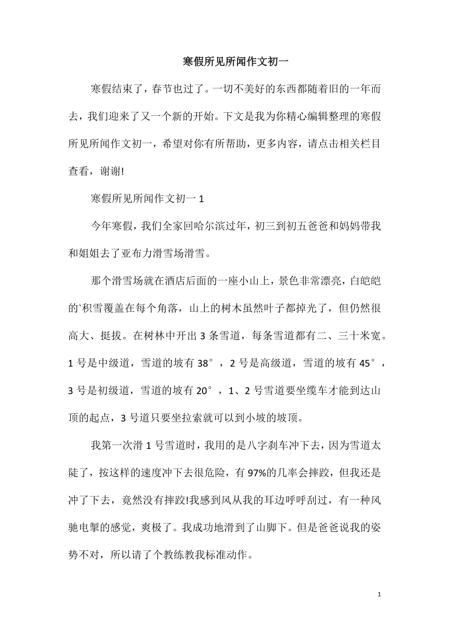 寒假所见所闻作文初一_第1页