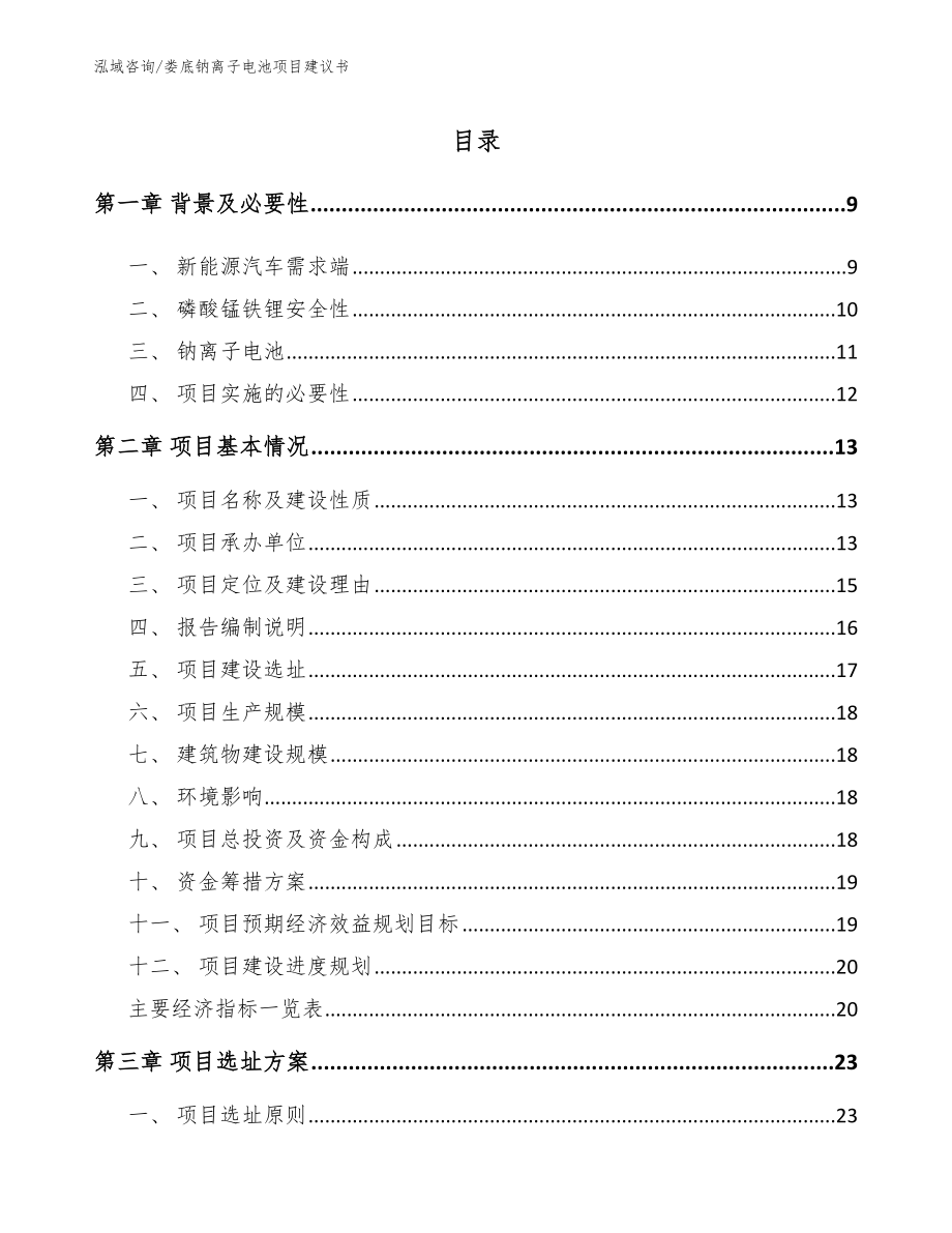 娄底钠离子电池项目建议书【范文】_第1页