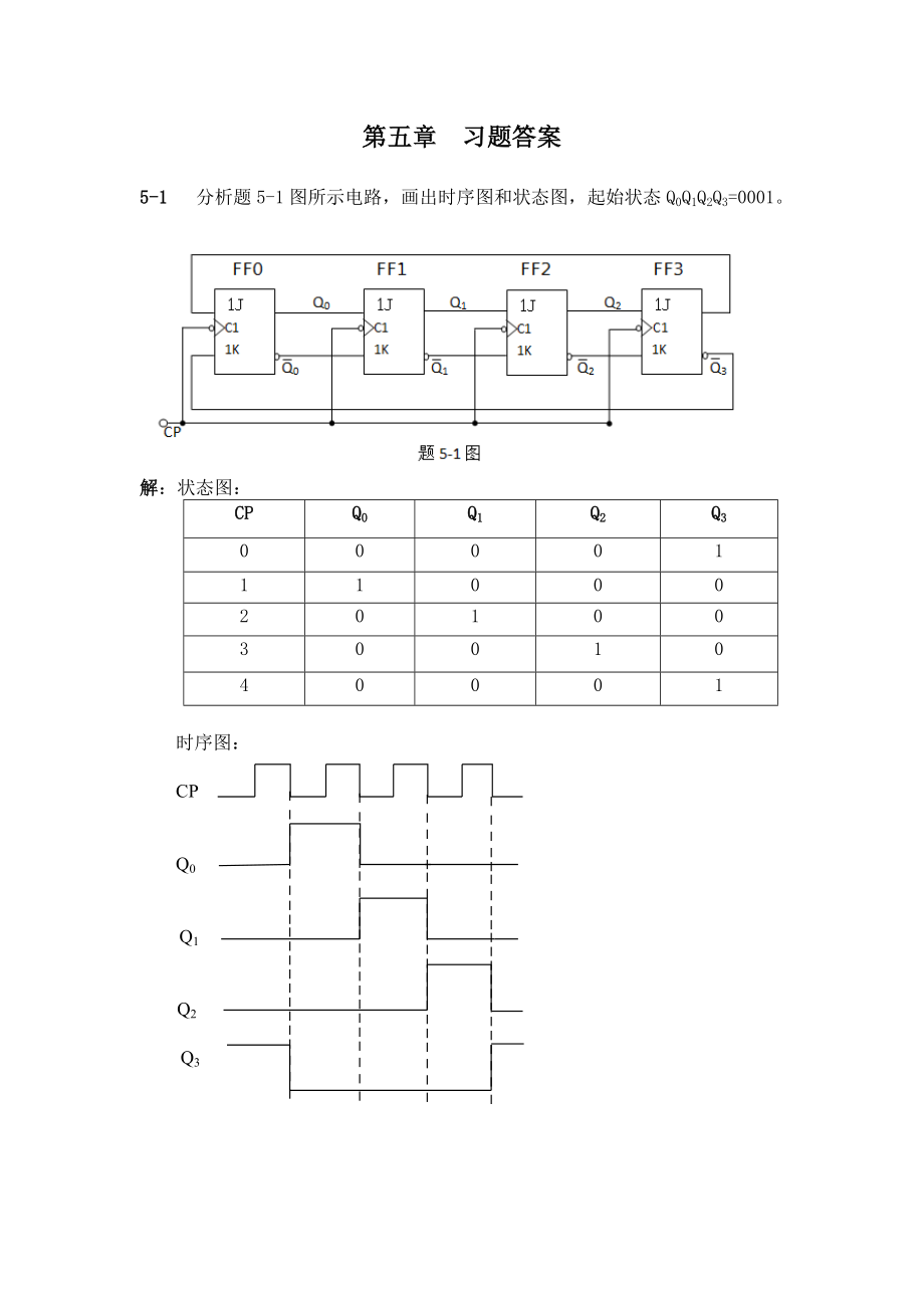 《数字电子技术》黄瑞祥 第五章习题答案_第1页