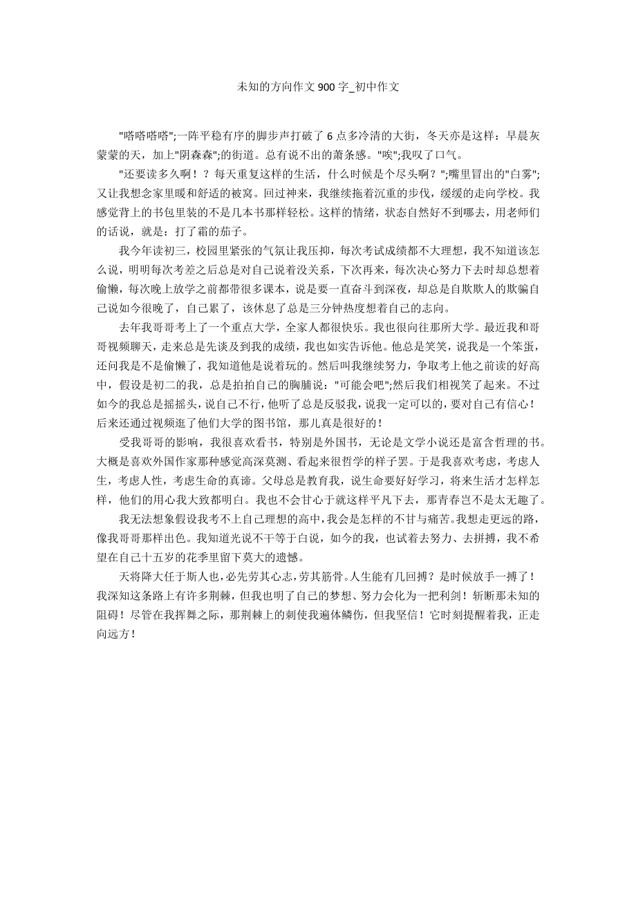未知的方向作文900字_第1页