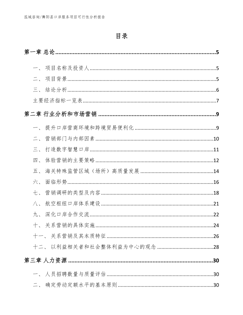 舞阳县口岸服务项目可行性分析报告_第1页