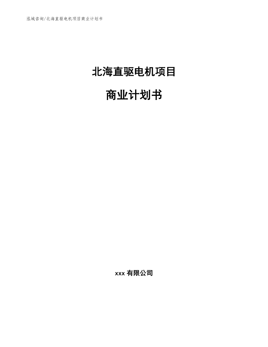 北海直驱电机项目商业计划书_第1页