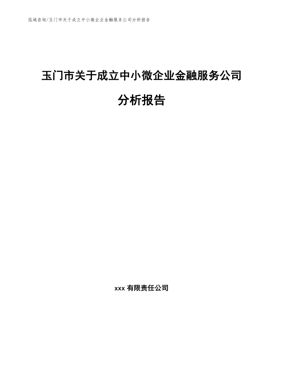 玉门市关于成立中小微企业金融服务公司分析报告_模板_第1页