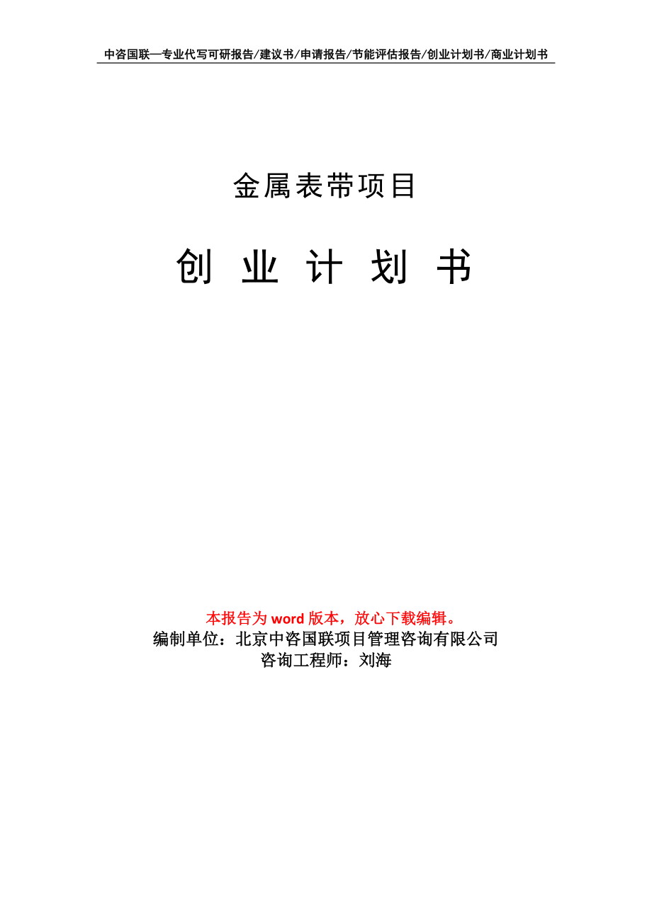 金属表带项目创业计划书写作模板_第1页