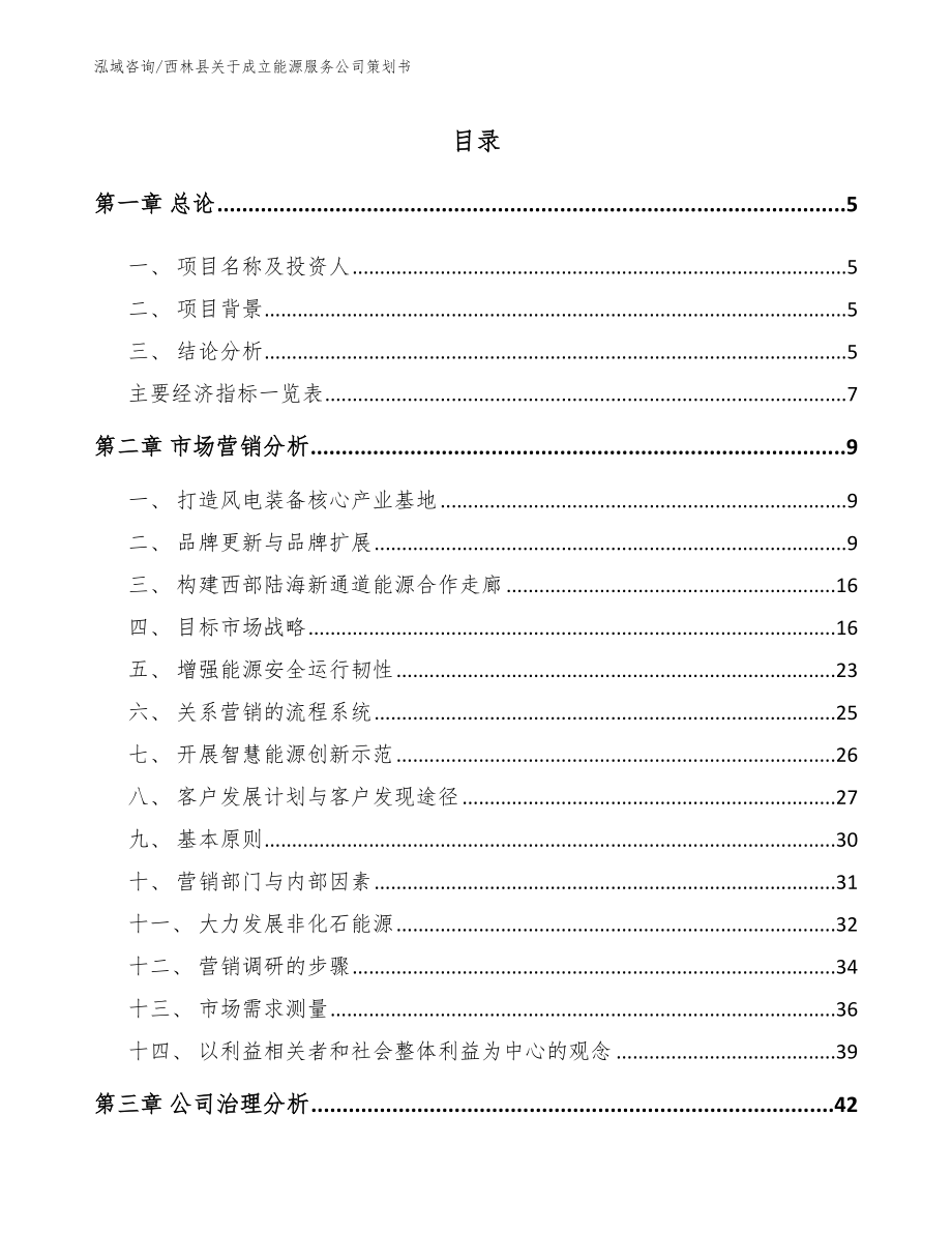 西林县关于成立能源服务公司策划书参考模板_第1页