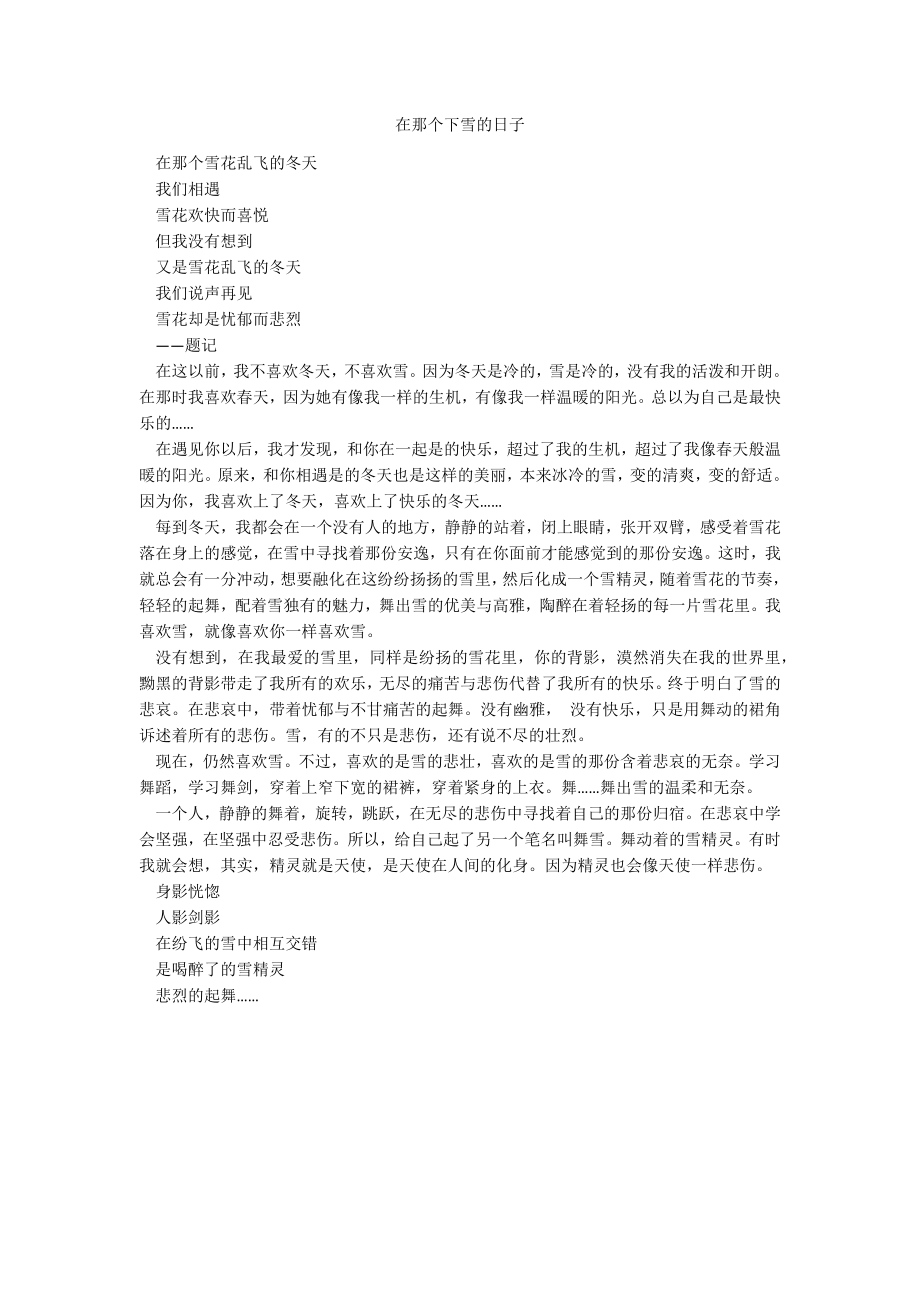 在那个下雪的日子_第1页