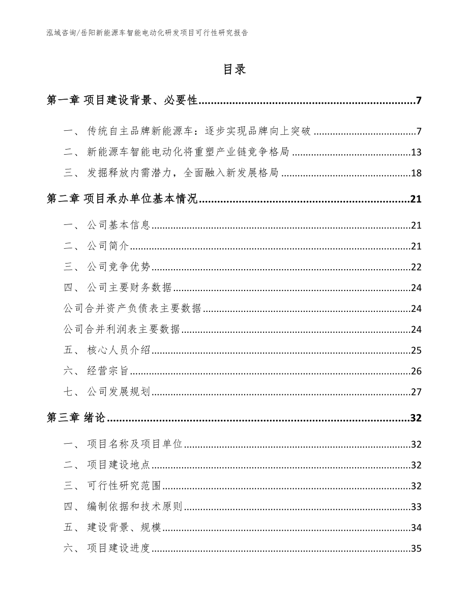 岳阳新能源车智能电动化研发项目可行性研究报告【模板范文】_第1页
