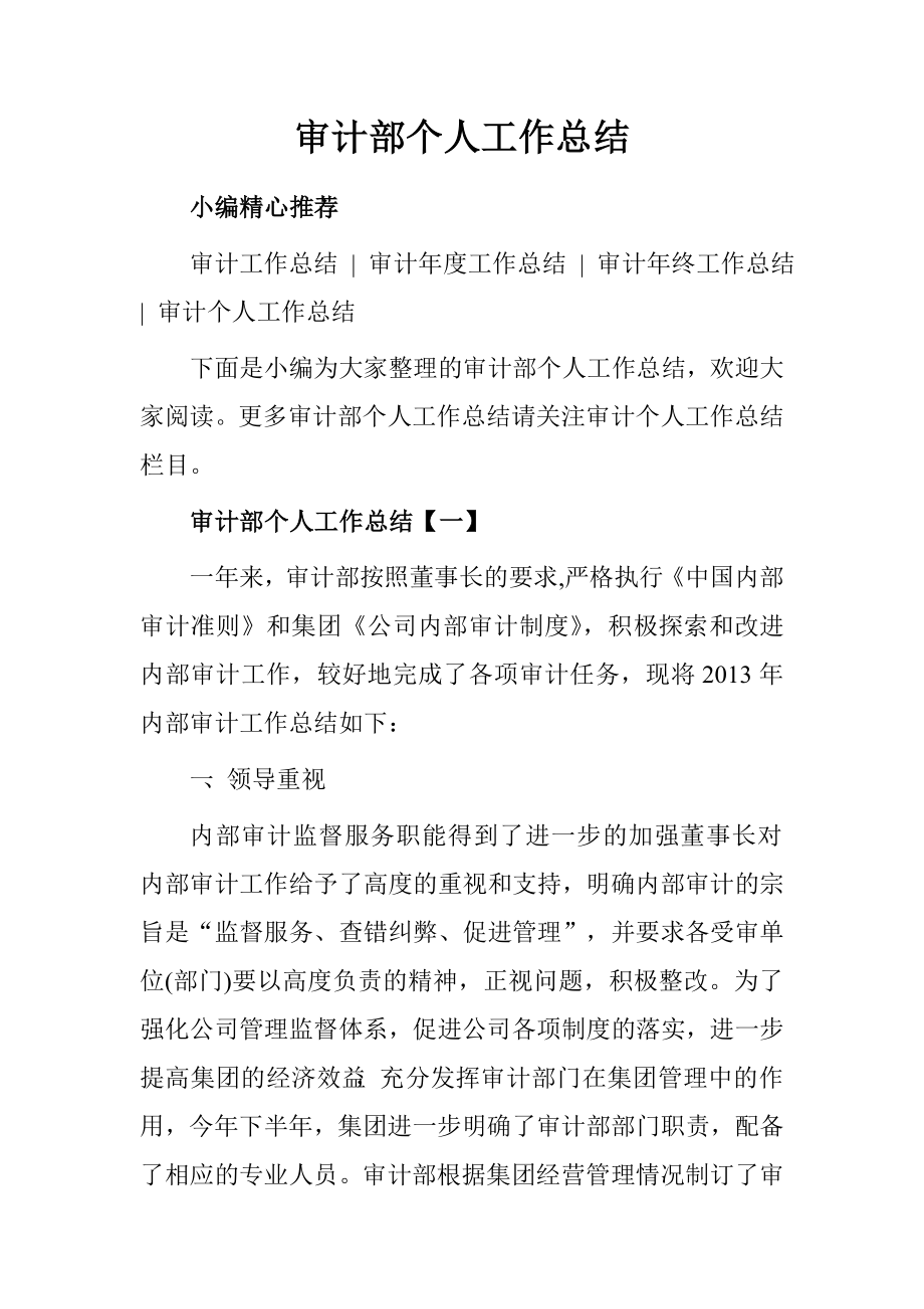 审计部个人工作总结_第1页