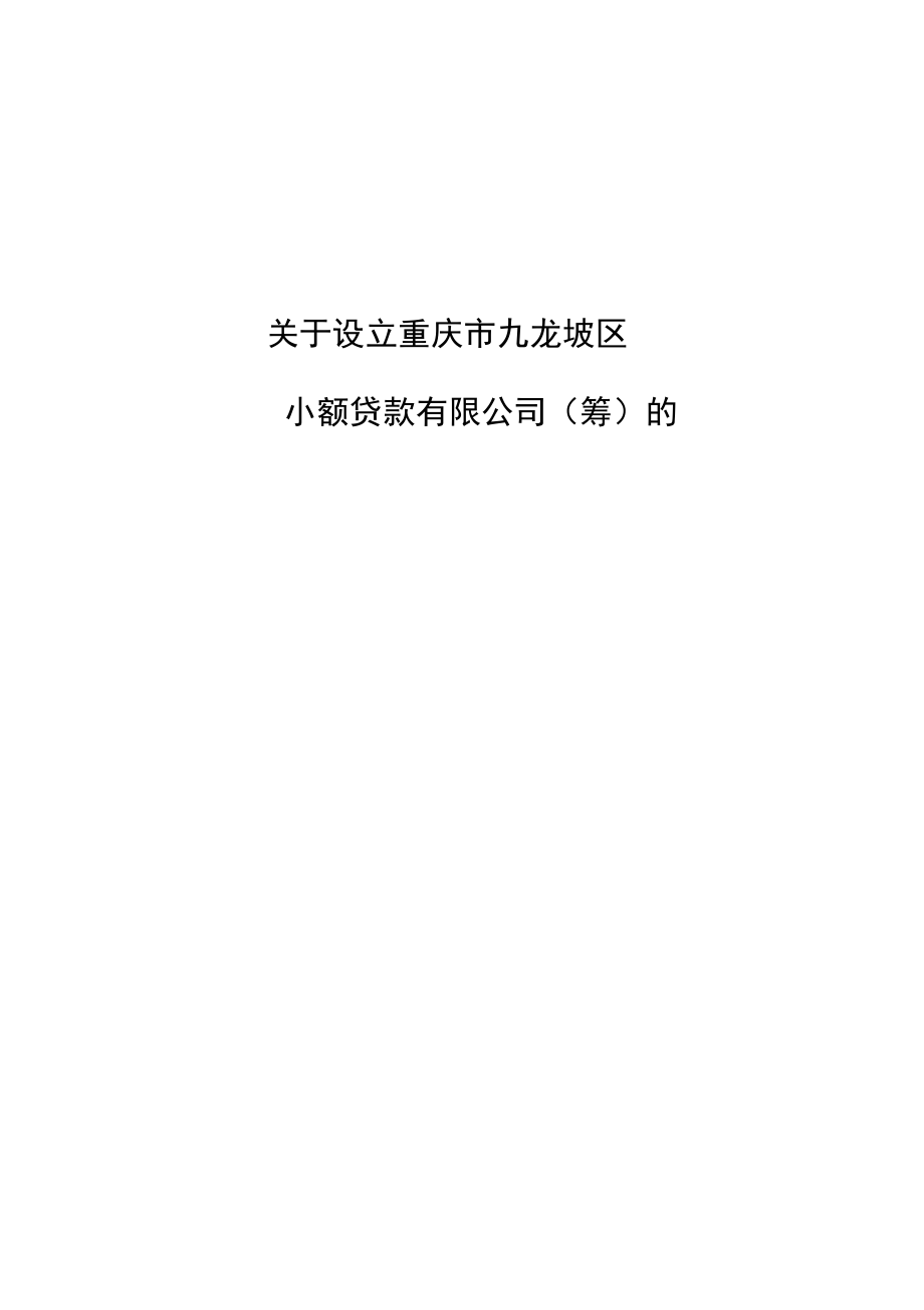 小额贷款公司成立可行性实施计划书_第1页