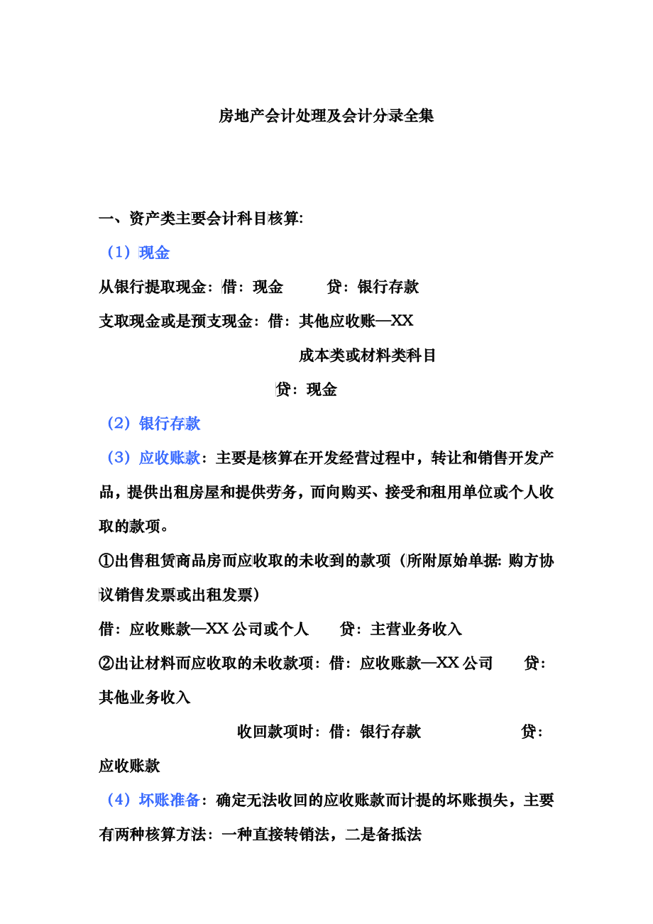 房地产会计分录及处理全集_第1页