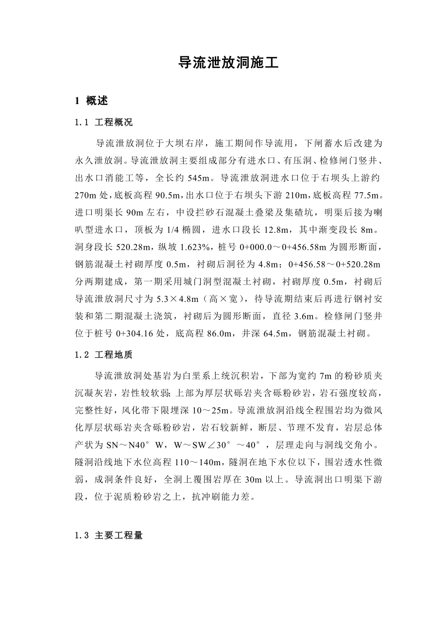 导流泄放洞施工方案_第1页