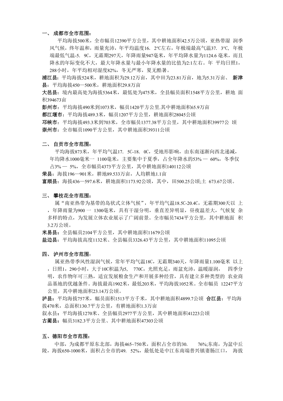 四川各地海拔耕地面积_第1页