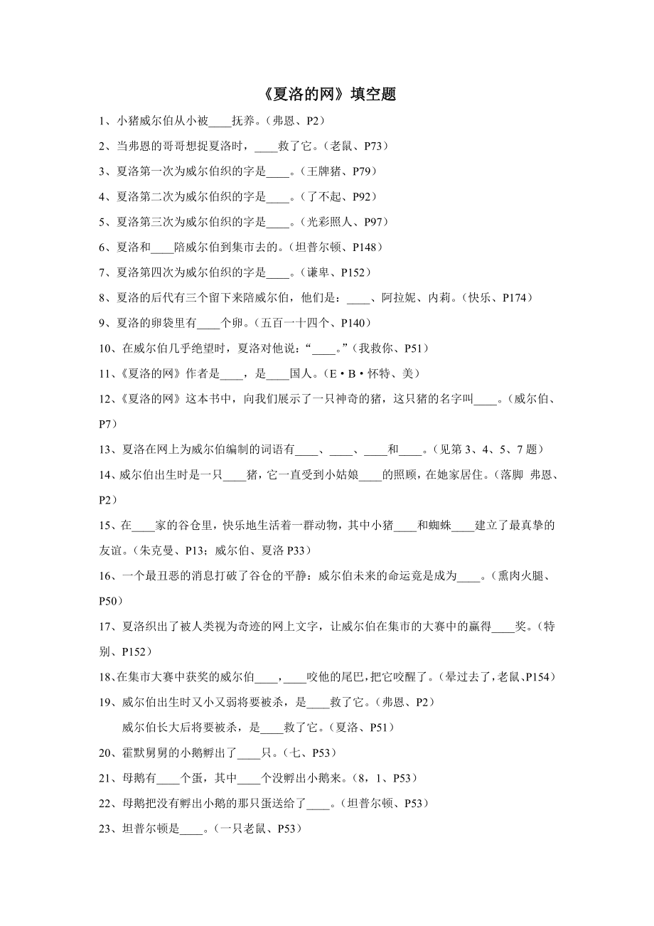 《夏洛的网》填空题_第1页