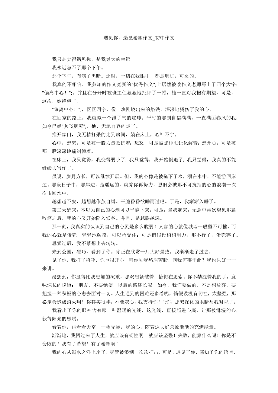 遇见你遇见希望作文_第1页