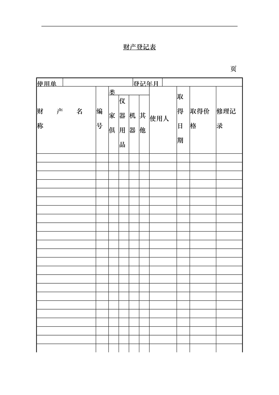 财产登记表_第1页
