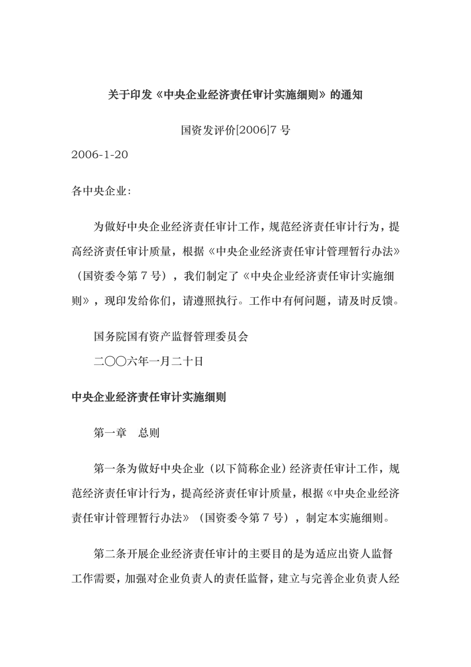 中央企业经济责任审计实施细则_第1页