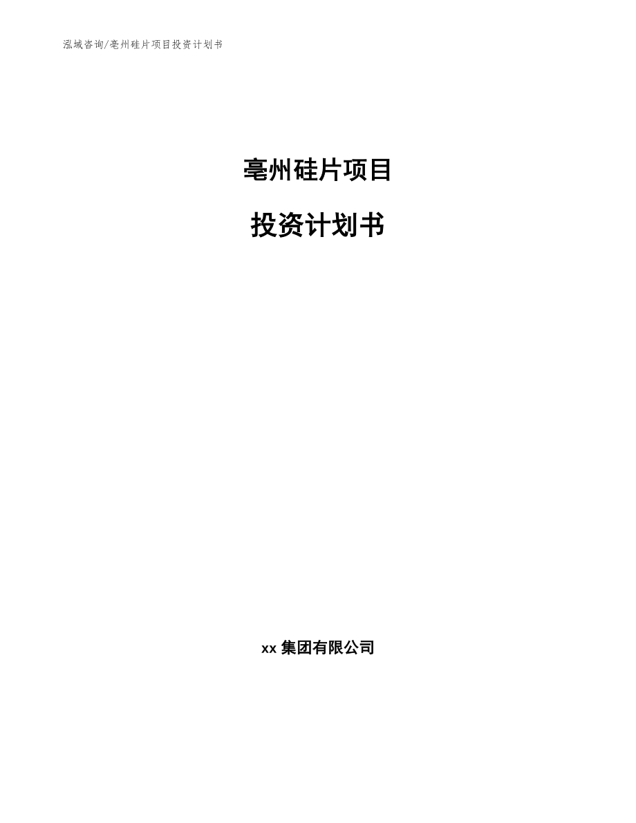 亳州硅片项目投资计划书范文参考_第1页