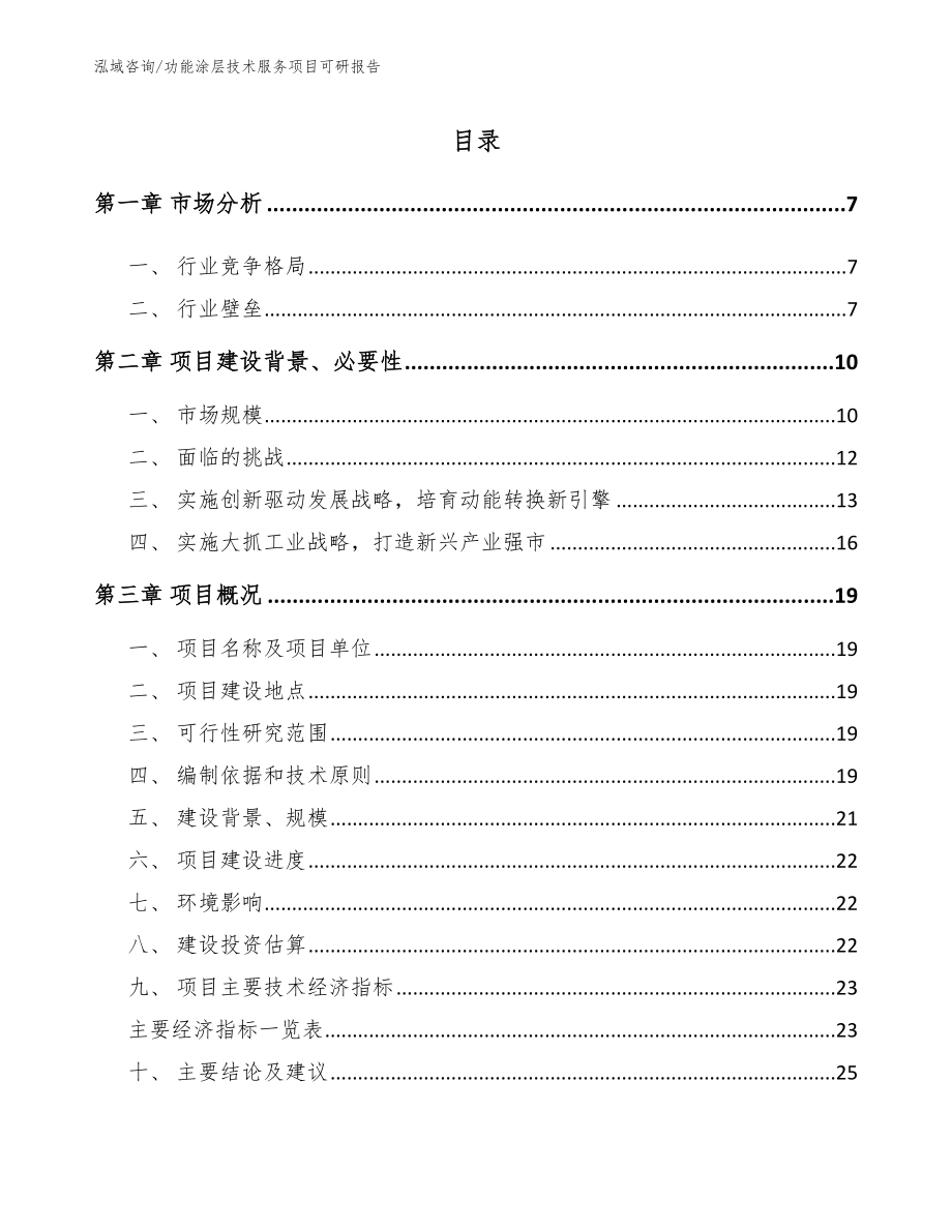 功能涂层技术服务项目可研报告_模板_第1页