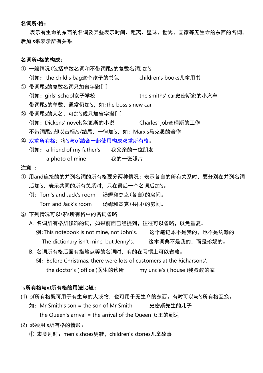 名词所有格语法讲解_第1页