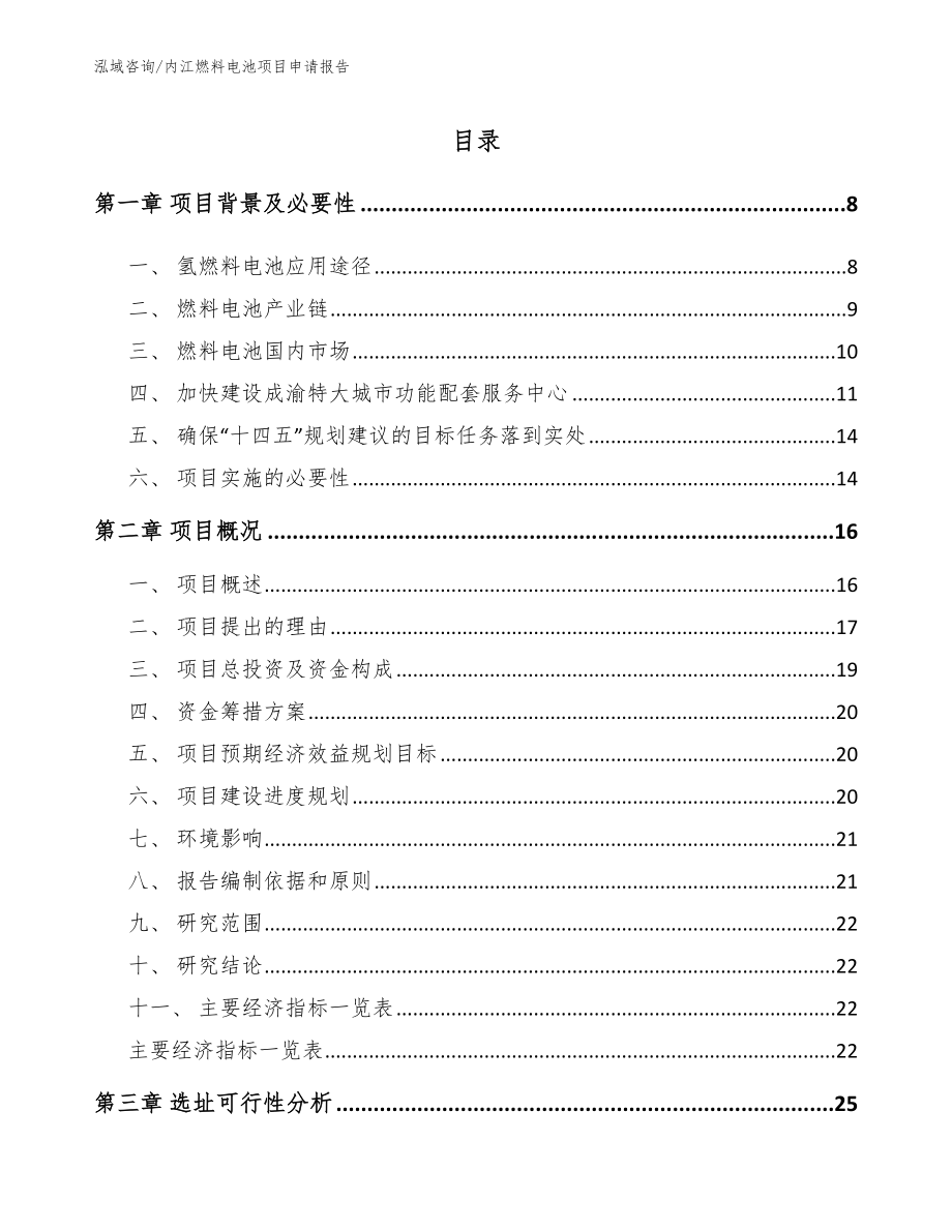 内江燃料电池项目申请报告模板范文_第1页