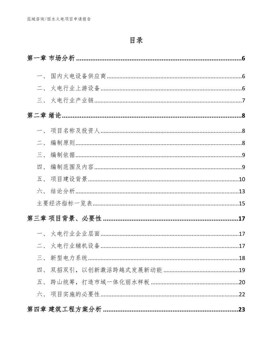 丽水火电项目申请报告_范文_第1页