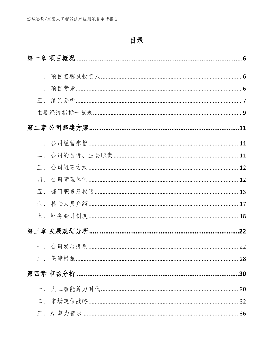 东营人工智能技术应用项目申请报告_第1页
