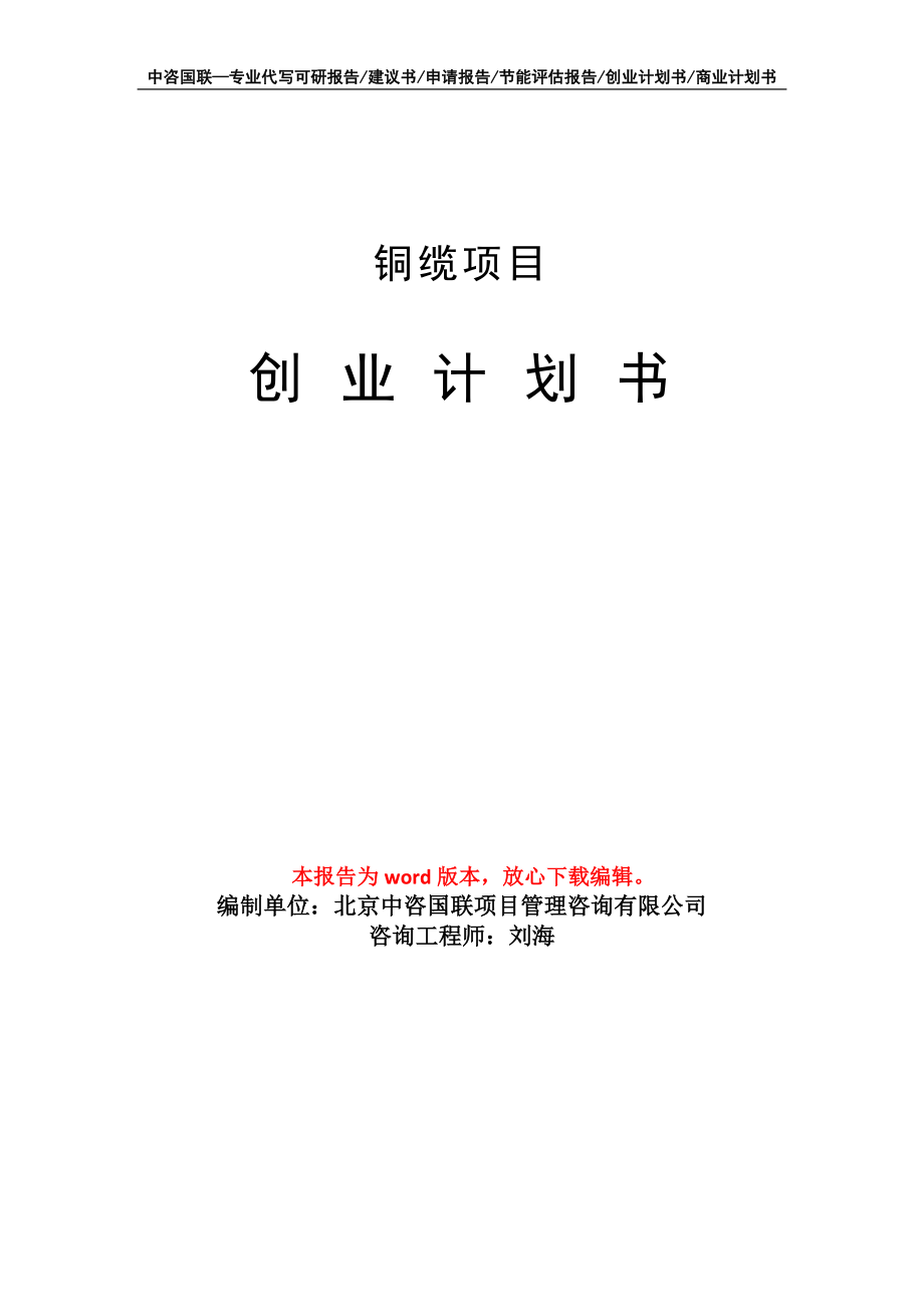 铜缆项目创业计划书写作模板_第1页