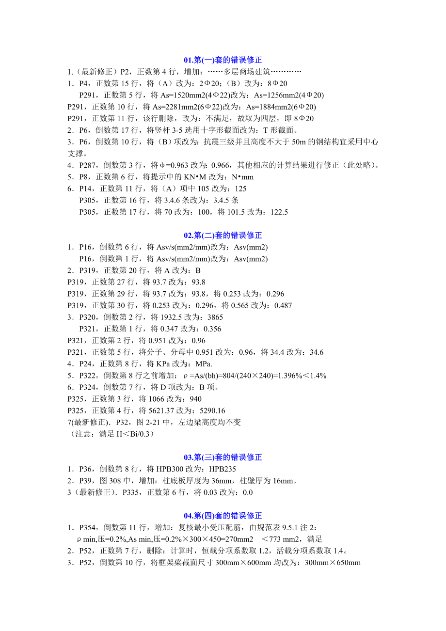 《一、二级注册结构工程师专业考试考前实战训练》勘误表_第1页