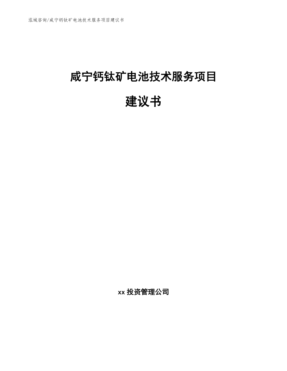 咸宁钙钛矿电池技术服务项目建议书_参考范文_第1页