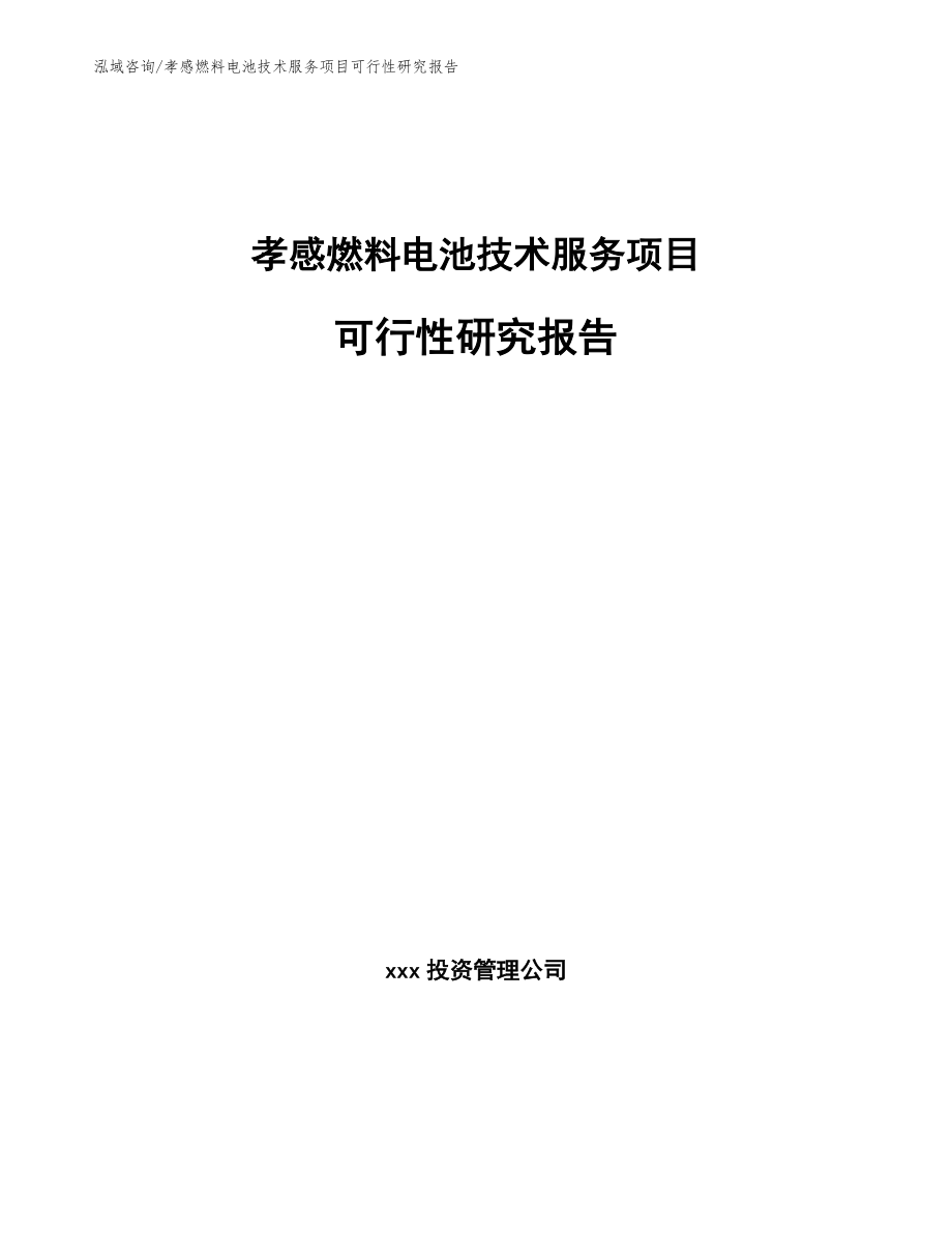 孝感燃料电池技术服务项目可行性研究报告【参考模板】_第1页